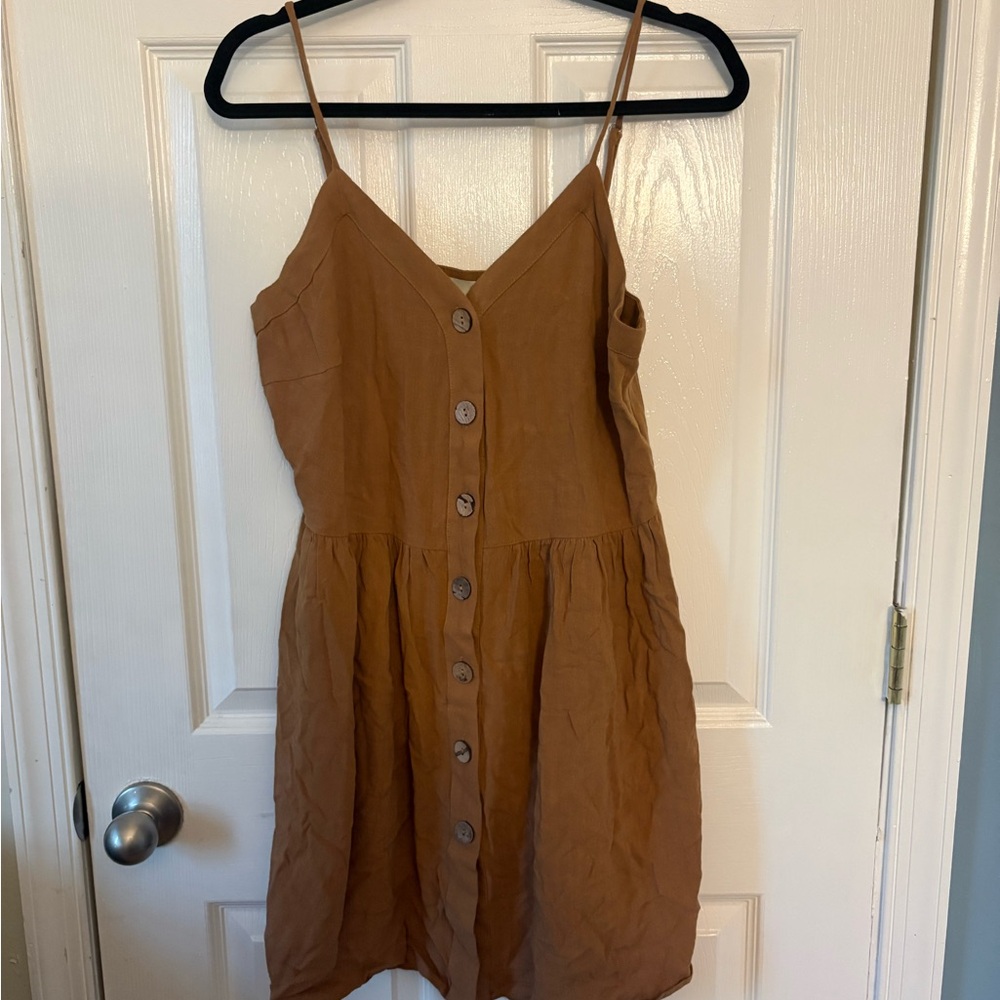 Pinch Tan Button-Front Mini Dress